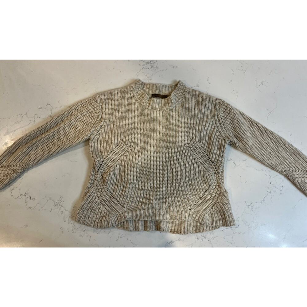 Prana Cedric Sweater Womens XL Oatmeal Lambs’ Wool Chunky Knit Cropped